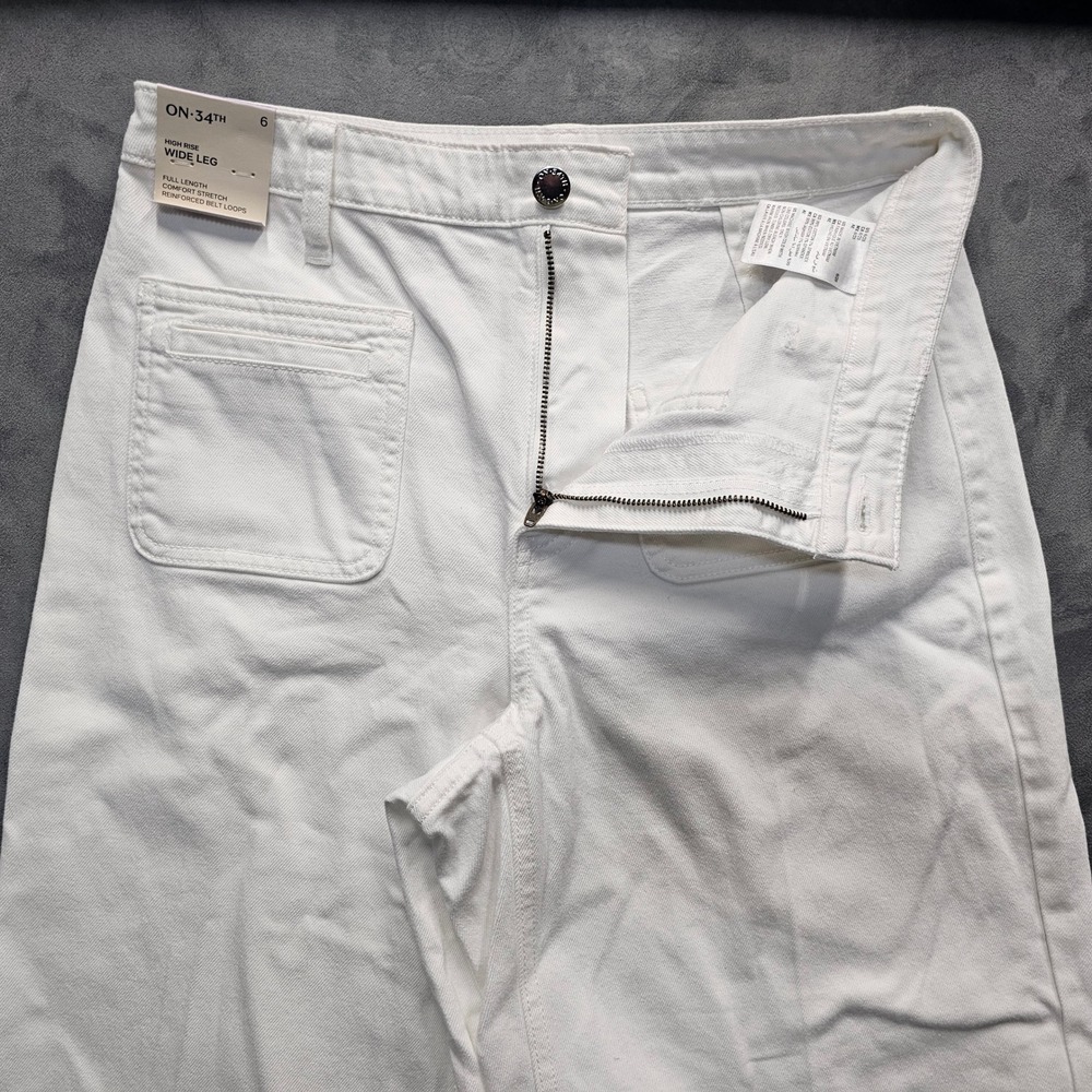 ON 34TH High Rise Wide Leg Jeans Bright White Size 6/28 100219019MS NWT